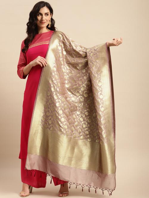 mauve banarasi dupatta - 20315818 - Very Small Image - 1