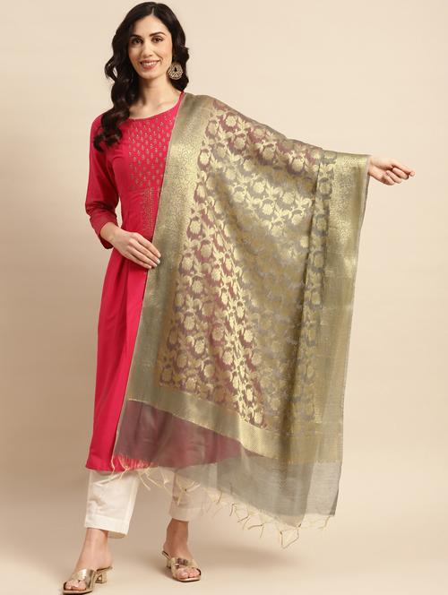 grey cotton blend dupatta - 20315824 - Very Small Image - 1