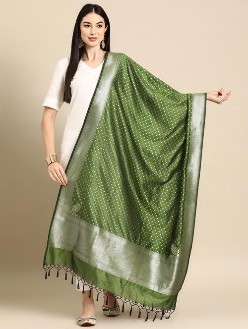 green silk dupatta - 20315851 - Very Small Image - 1