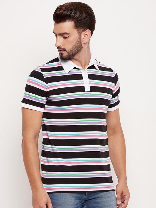 men multi color striped polo t-shirt - 20316030 - Very Small Image - 1