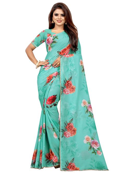 lace detailed floral saree - 20317418 - Very Small Image - 1
