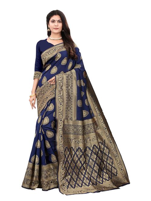 zari work kanjivaram saree with blouse - 20317476 - Very Small Image - 1