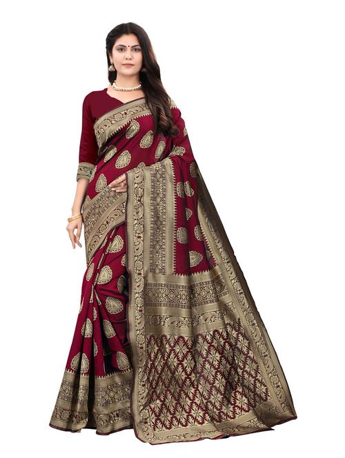 zari work kanjivaram saree with blouse - 20317477 - Very Small Image - 1