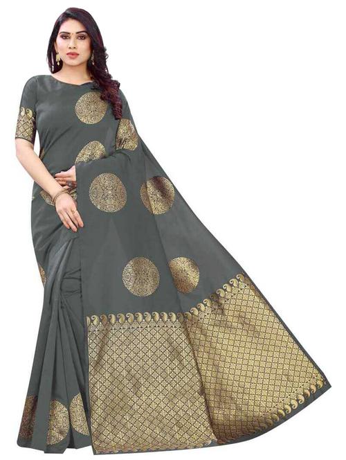 steel colored banarasi saree - 20317498 - Very Small Image - 1
