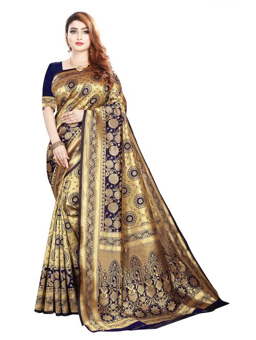 zari work kanjivaram saree with blouse - 20317526 - Very Small Image - 1