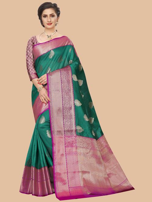 zari work kanjivaram saree with blouse - 20317539 - Very Small Image - 1