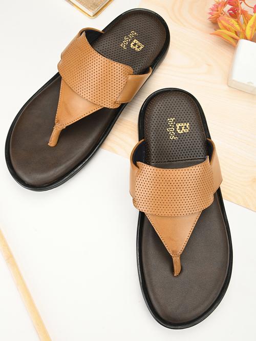 tan leatherette slip on sandals - 20317980 - Very Small Image - 1