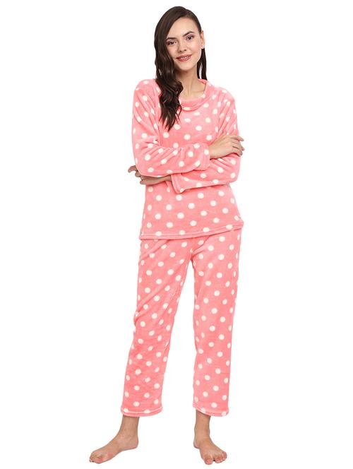 pink fleece pyjama nightwear set - 20318006 - Very Small Image - 1