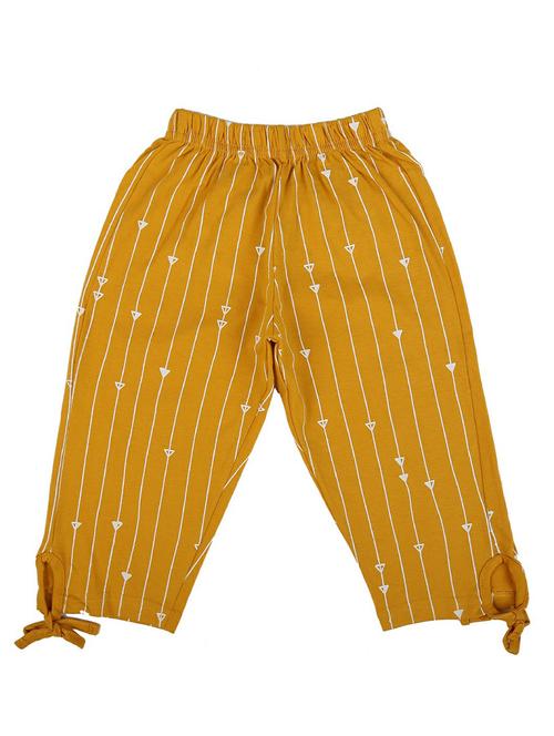 mustard cotton printed trousers - 20318045 - Very Small Image - 1