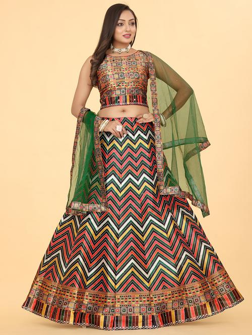 multi colored flared lehenga - 20318124 - Very Small Image - 1