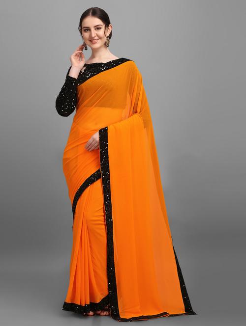 orange colored bordered saree - 20318559 - Very Small Image - 1