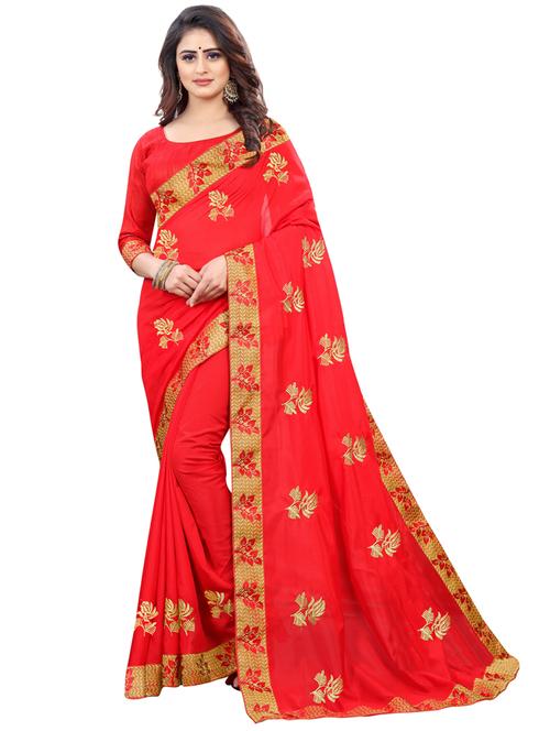 red colored bordered saree with blouse - 20318570 - Very Small Image - 1