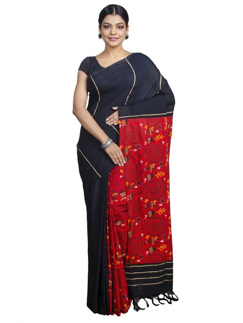 black colored printed saree with blouse - 20318914 - Very Small Image - 1