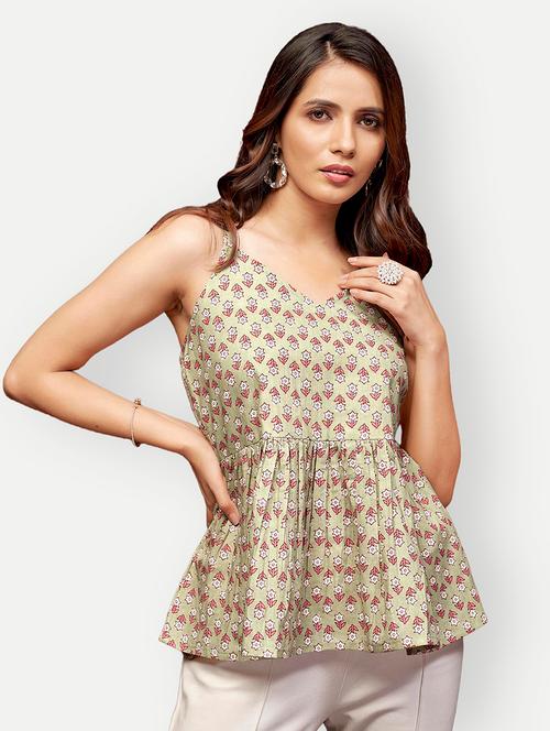 neo mint floral peplum tunic - 20318998 - Very Small Image - 1