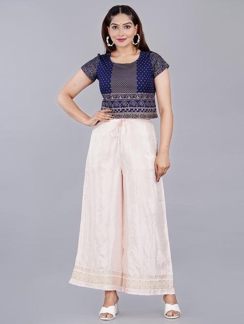 navy blue foil print straight top - 20319393 - Very Small Image - 1