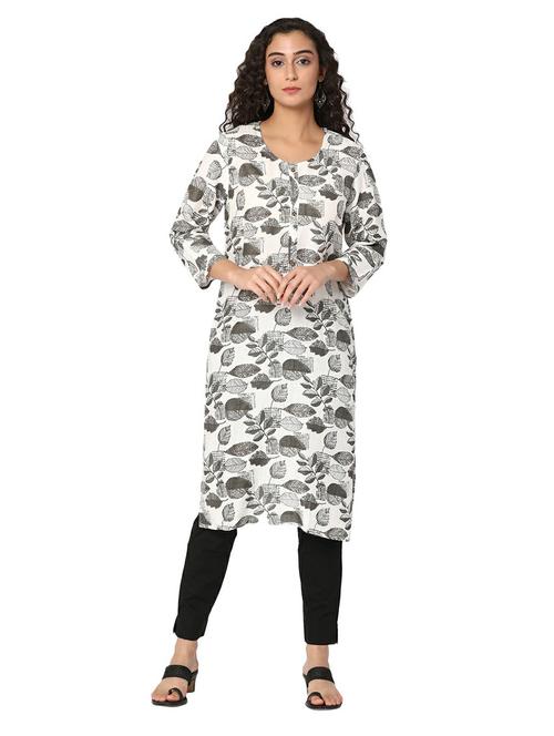 women white round neck straight kurta - 20319752 - Very Small Image - 1