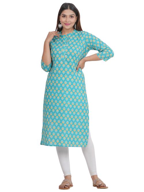 women floral print cotton straight kurta - 20319992 - Very Small Image - 1