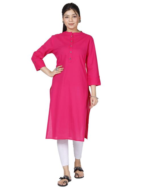 pink solid straight kurta - 20320079 - Very Small Image - 1