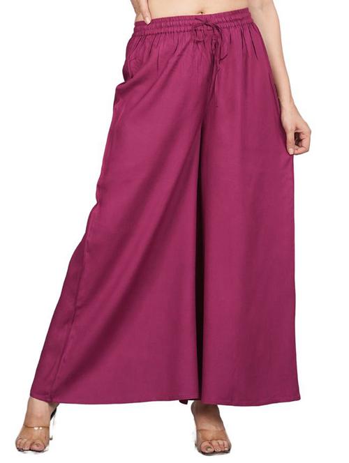 women solid viscose palazzo - 20320121 - Very Small Image - 1