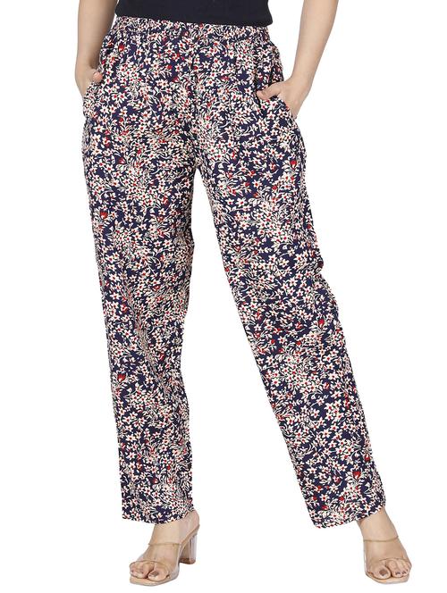 dark blue floral palazzo - 20320124 - Very Small Image - 1