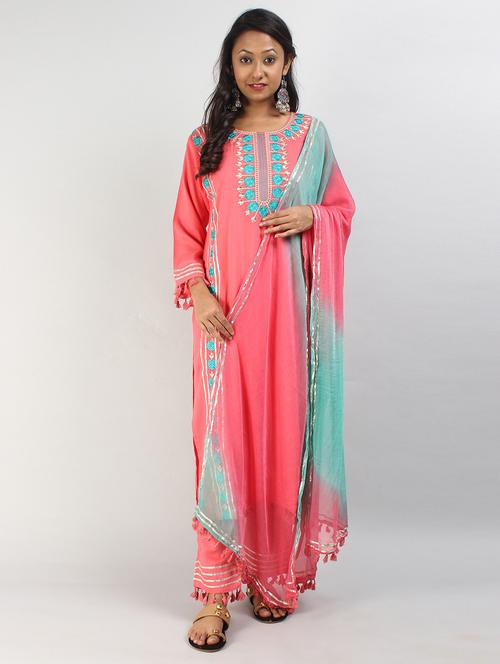 peach colored kurta pant set - 20320725 - Very Small Image - 1