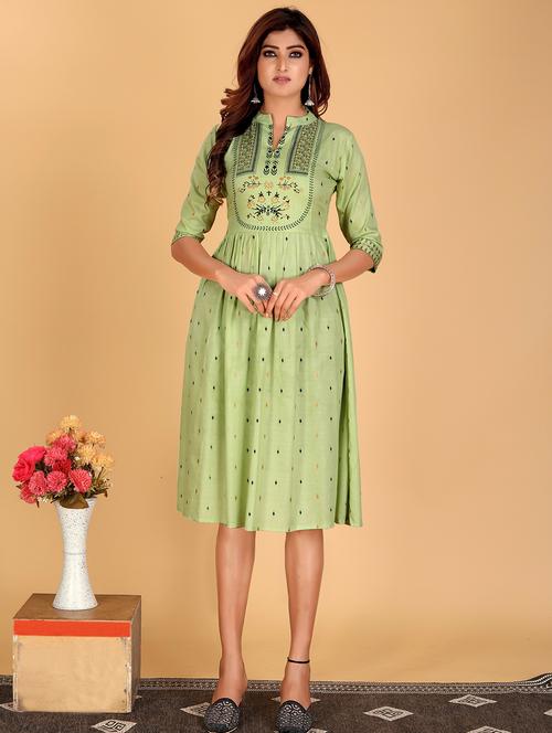 lime green colored a-line kurta - 20321316 - Very Small Image - 1