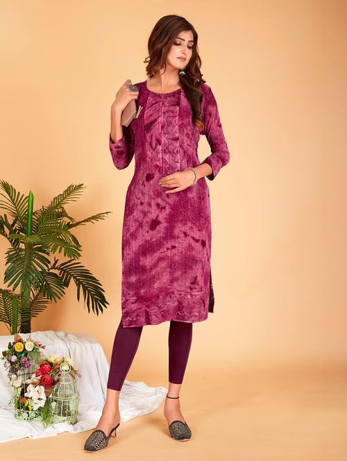 purple colored straight kurta - 20321334 - Very Small Image - 1