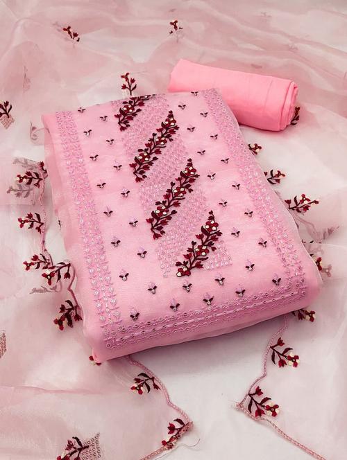women pink embroidered unstitched suits - 20321644 - Very Small Image - 1