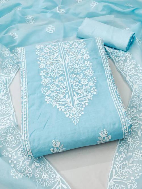 women light blue embroidered unstitched suits - 20321656 - Very Small Image - 1