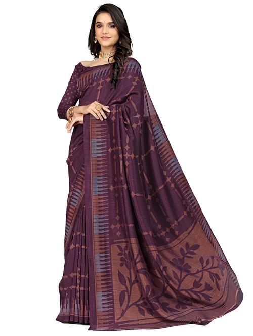 women's self design purple colored saree with blouse - 20324893 - Very Small Image - 1