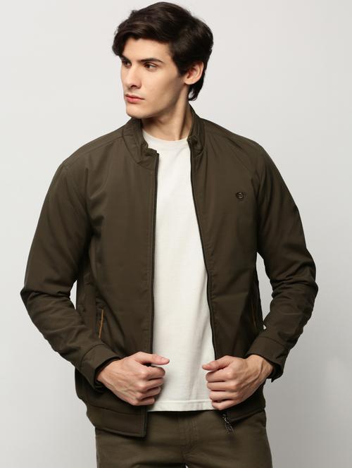 olive green nylon bomber jacket - 20325225 - Very Small Image - 1