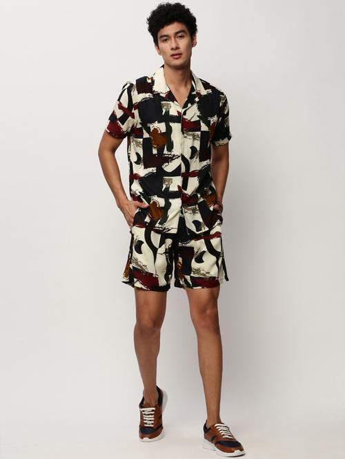 men multi cuban colored printed co-ord set - 20325271 - Very Small Image - 1
