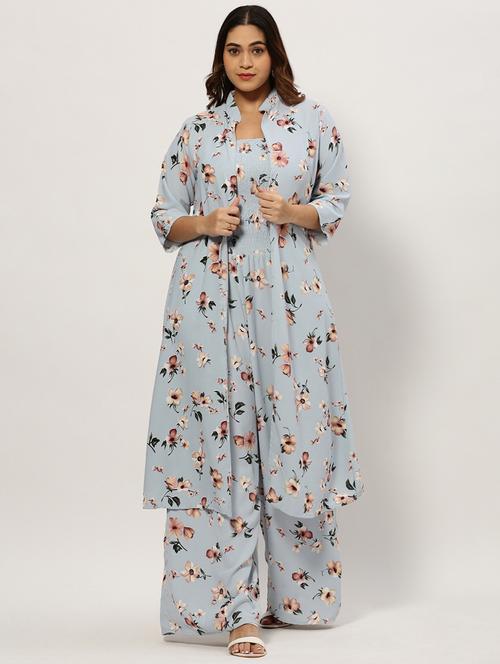 purist blue floral full leg jumpsuit with shrug - 20325541 - Very Small Image - 1