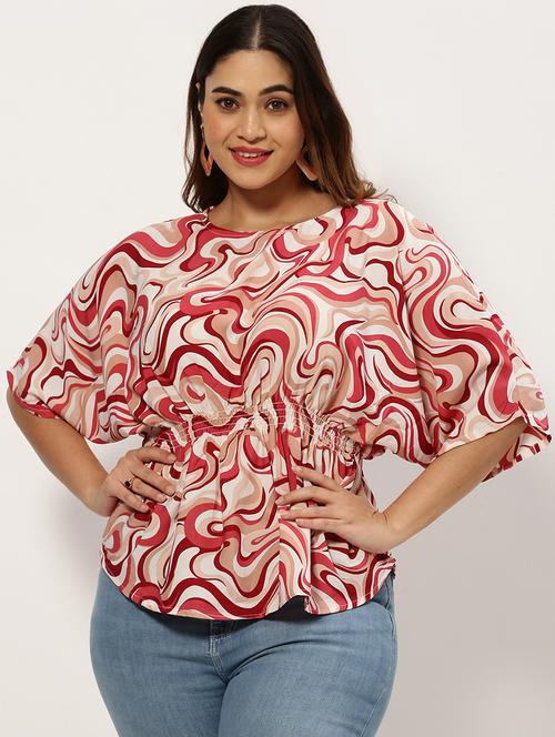 optic white abstract print plus top - 20325867 - Very Small Image - 1