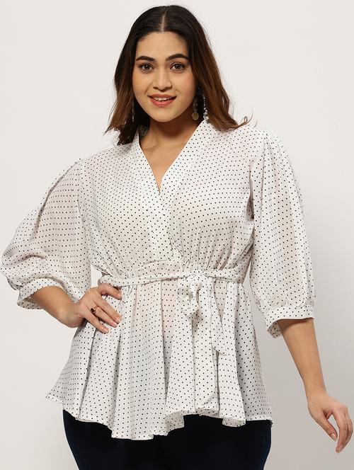 off white polka dots plus size top - 20325913 - Very Small Image - 1