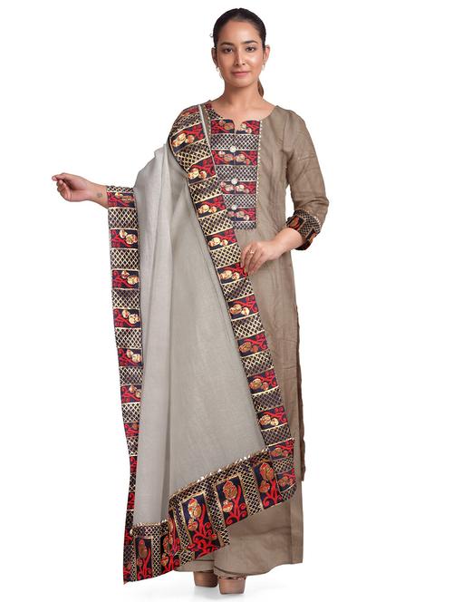 beige colored unstiched dress - 20326874 - Very Small Image - 1