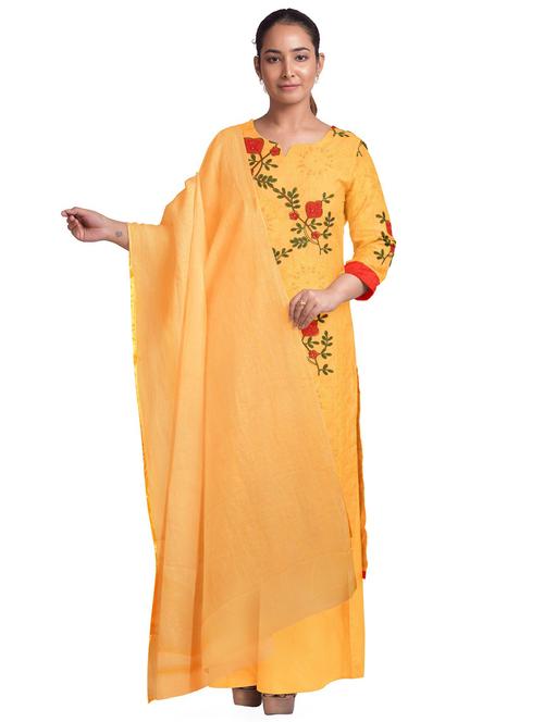 mellow yellow colored unstiched dress - 20326897 - Very Small Image - 1