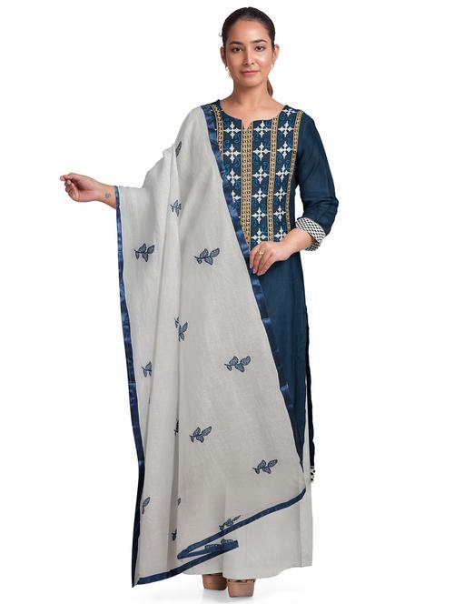 navy blue colored unstiched dress - 20326906 - Very Small Image - 1