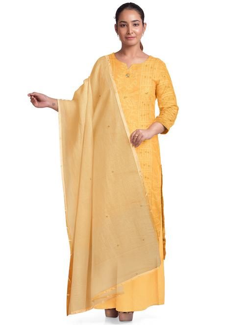 mustard colored unstiched dress - 20326931 - Very Small Image - 1
