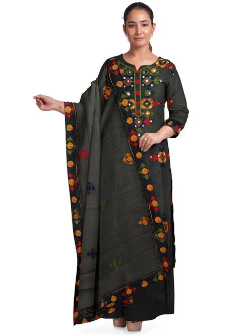 black colored unstiched dress - 20326944 - Very Small Image - 1