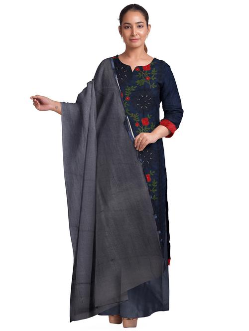 navy blue colored unstiched dress - 20327529 - Very Small Image - 1
