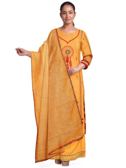 mustard colored unstiched dress - 20327532 - Very Small Image - 1