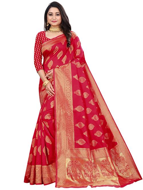 red colored kanjivaram saree with blouse - 20328890 - Very Small Image - 1