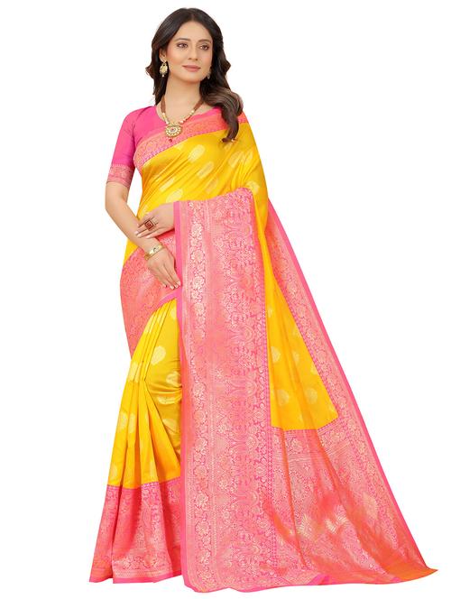 orange colored kanjivaram saree with blouse - 20329084 - Very Small Image - 1
