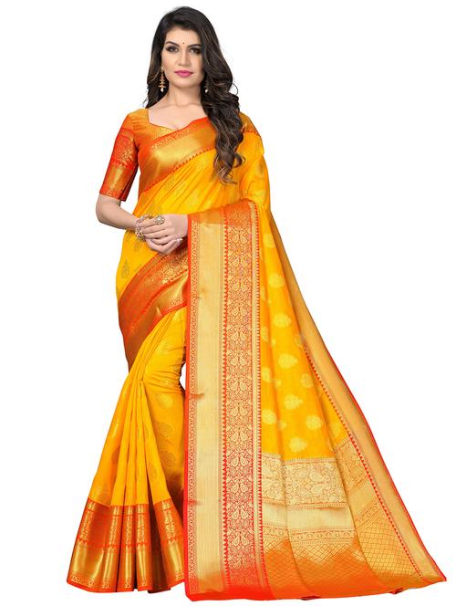 orange colored kanjivaram saree - 20329098 - Very Small Image - 1