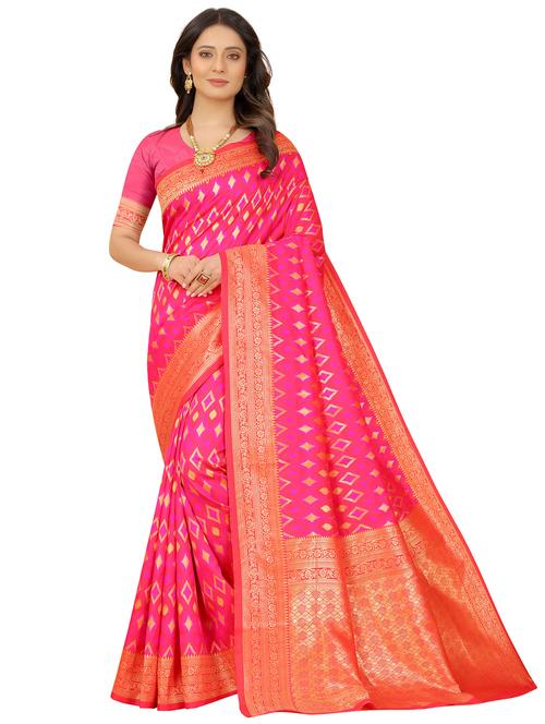 pink colored kanjivaram saree with blouse - 20329126 - Very Small Image - 1