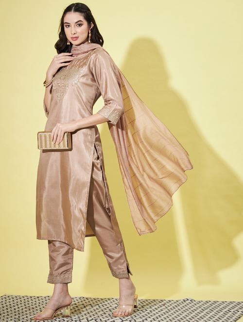 women three quarter sleeve kurta pant with dupatta set - 20329869 - Very Small Image - 1