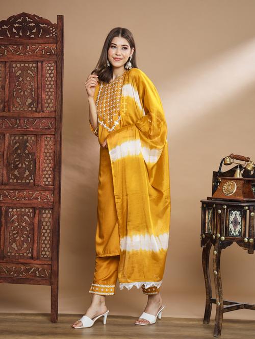 yellow colored kurta pant set - 20329954 - Very Small Image - 1
