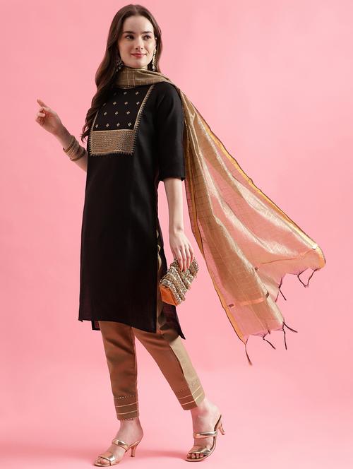 women black kurta pant set with dupatta - 20329986 - Very Small Image - 1