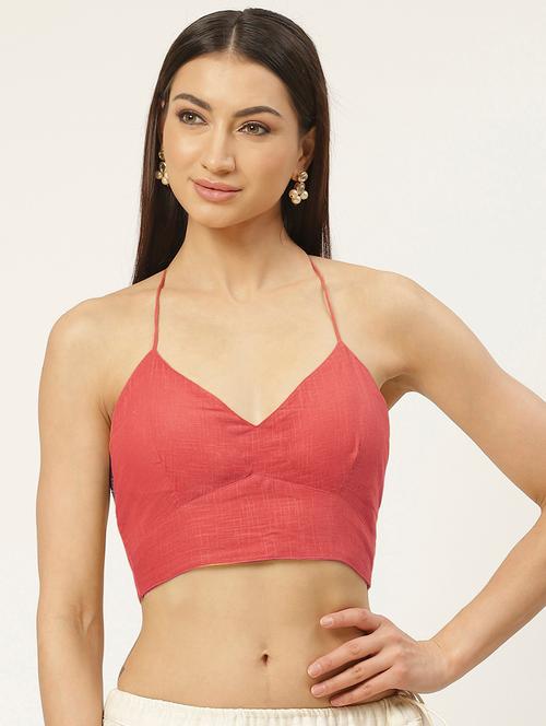 orange solid stitched blouse - 20330074 - Very Small Image - 1